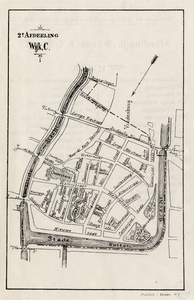 214203 Plattegrond van de wijk C te Utrecht, het terrein tussen de Drieharingstraat / Vredenburg / Stadsbuitengracht / ...